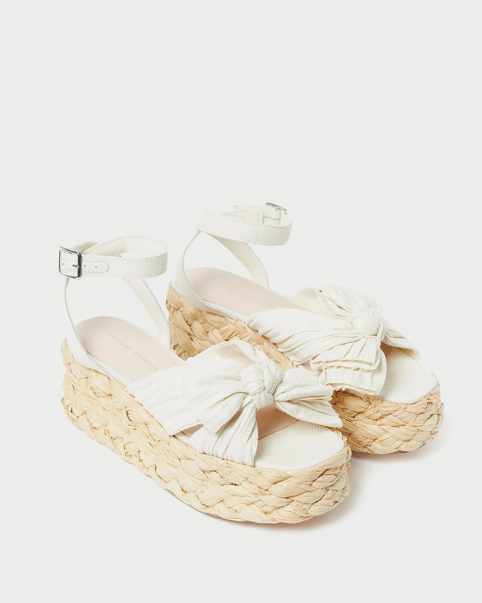 New Loeffler Randall Gaby Pleated Bow Espadrille Natural