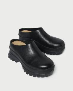 Hot Loeffler Randall Gemma Black Leather Lug Mule Black /><noscript><img width=