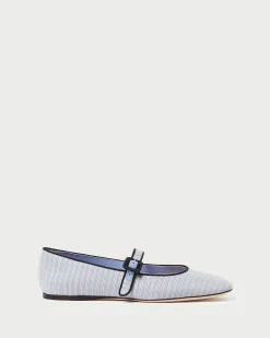 Clearance Loeffler Randall Ginger Blue Stripe Mary Jane Blue/Cream Stripe