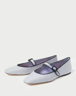 Clearance Loeffler Randall Ginger Blue Stripe Mary Jane Blue/Cream Stripe