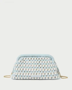 Sale Loeffler Randall Glenda Blue/Cream Crochet Clutch Cream/Blue