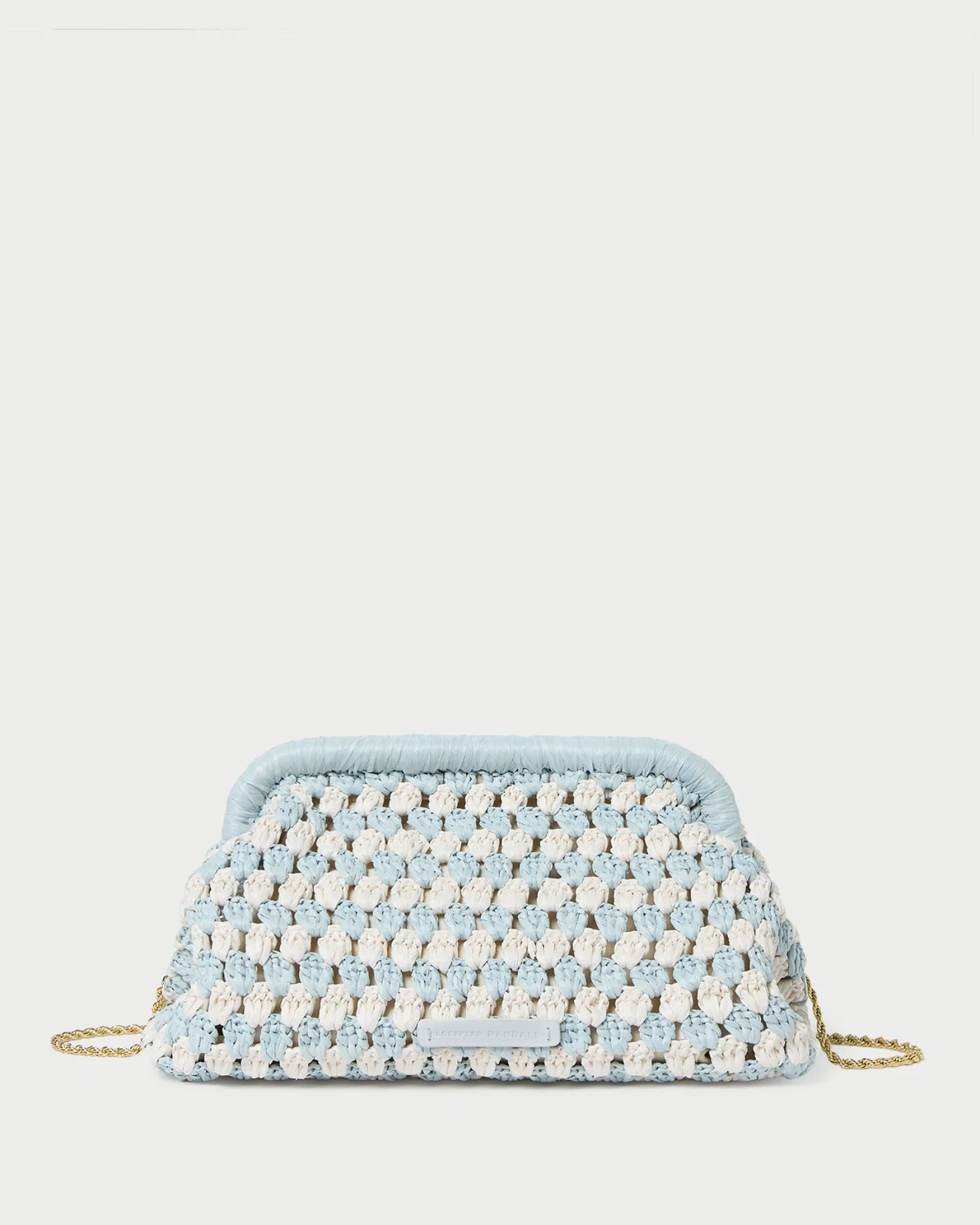 Sale Loeffler Randall Glenda Blue/Cream Crochet Clutch Cream/Blue