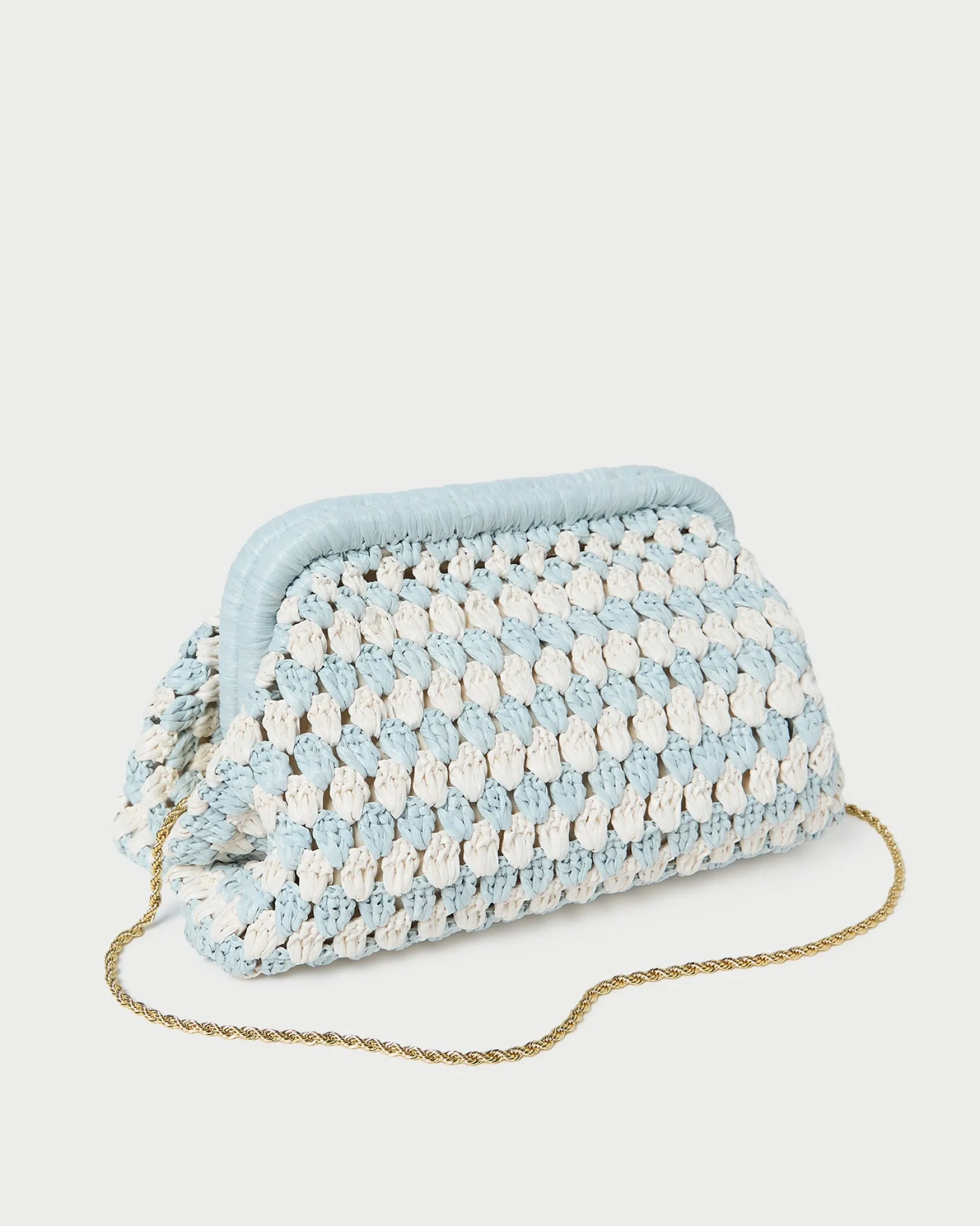 Sale Loeffler Randall Glenda Blue/Cream Crochet Clutch Cream/Blue