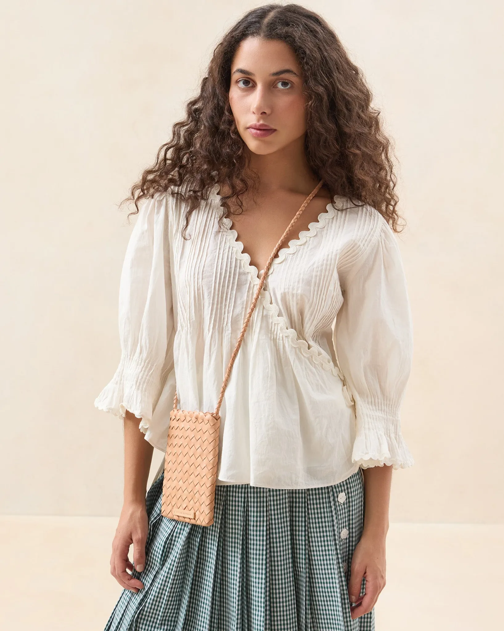Loeffler Randall Grace Woven Crossbody Desert Sand