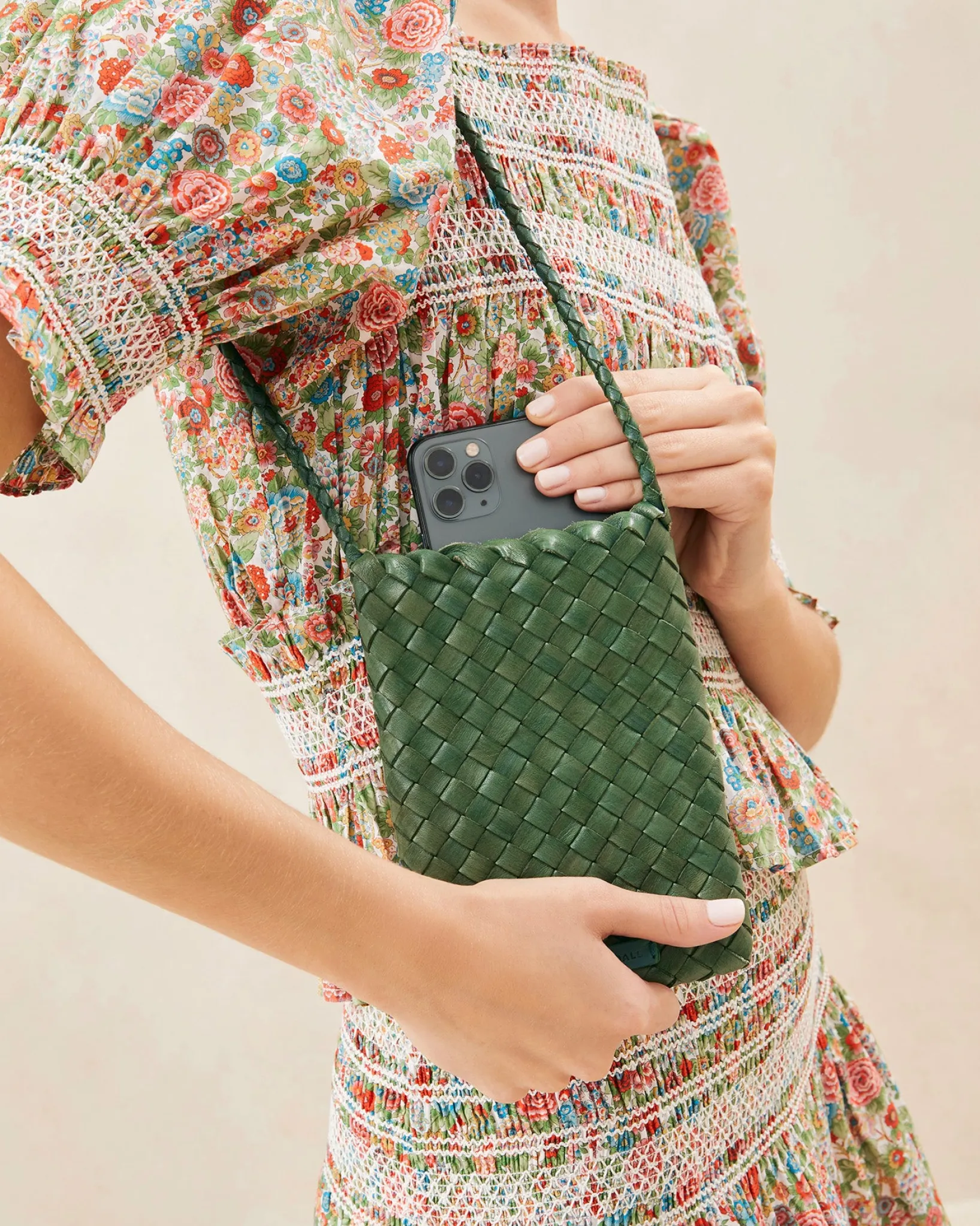 Loeffler Randall Grace Woven Crossbody Desert Sand