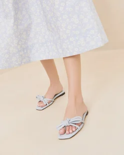 Discount Loeffler Randall Hadley Leather Bow Sandal Blue