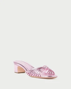 New Loeffler Randall Hazel Leather Knot Mule Pink