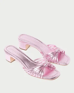 New Loeffler Randall Hazel Leather Knot Mule Pink