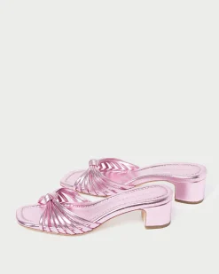 New Loeffler Randall Hazel Leather Knot Mule Pink