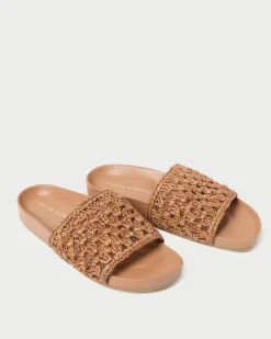 Clearance Loeffler Randall Henri Crochet Leather Sandal Brown