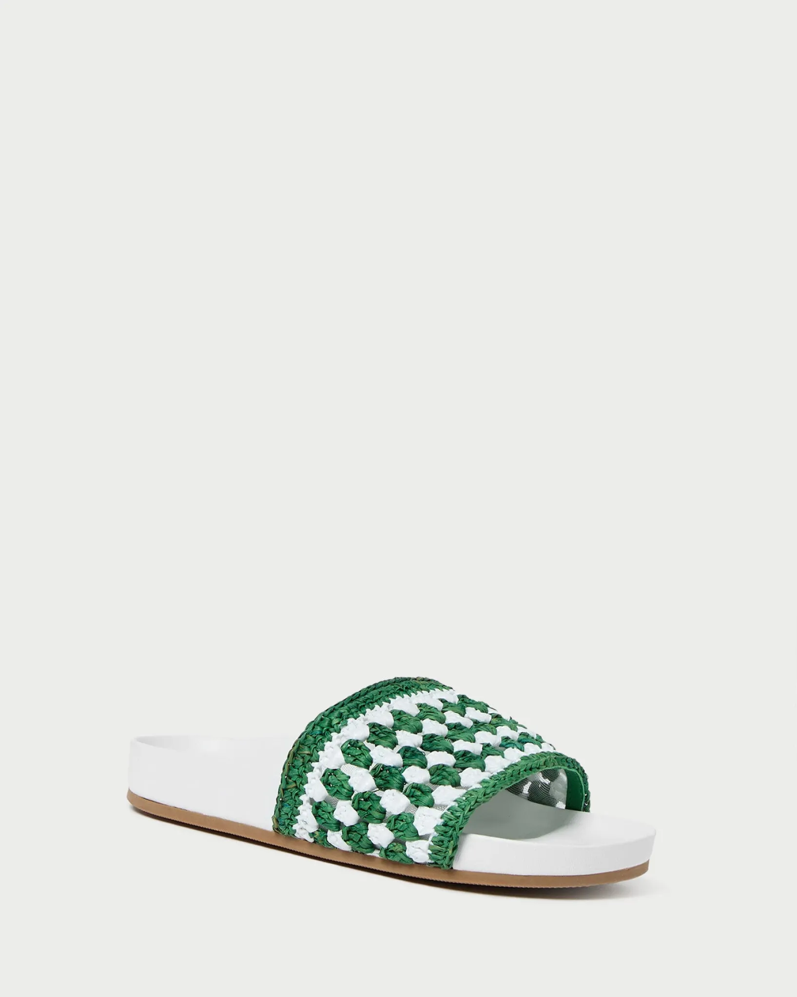 Hot Loeffler Randall Henri Green/White Crochet Raffia Sandal White/Green