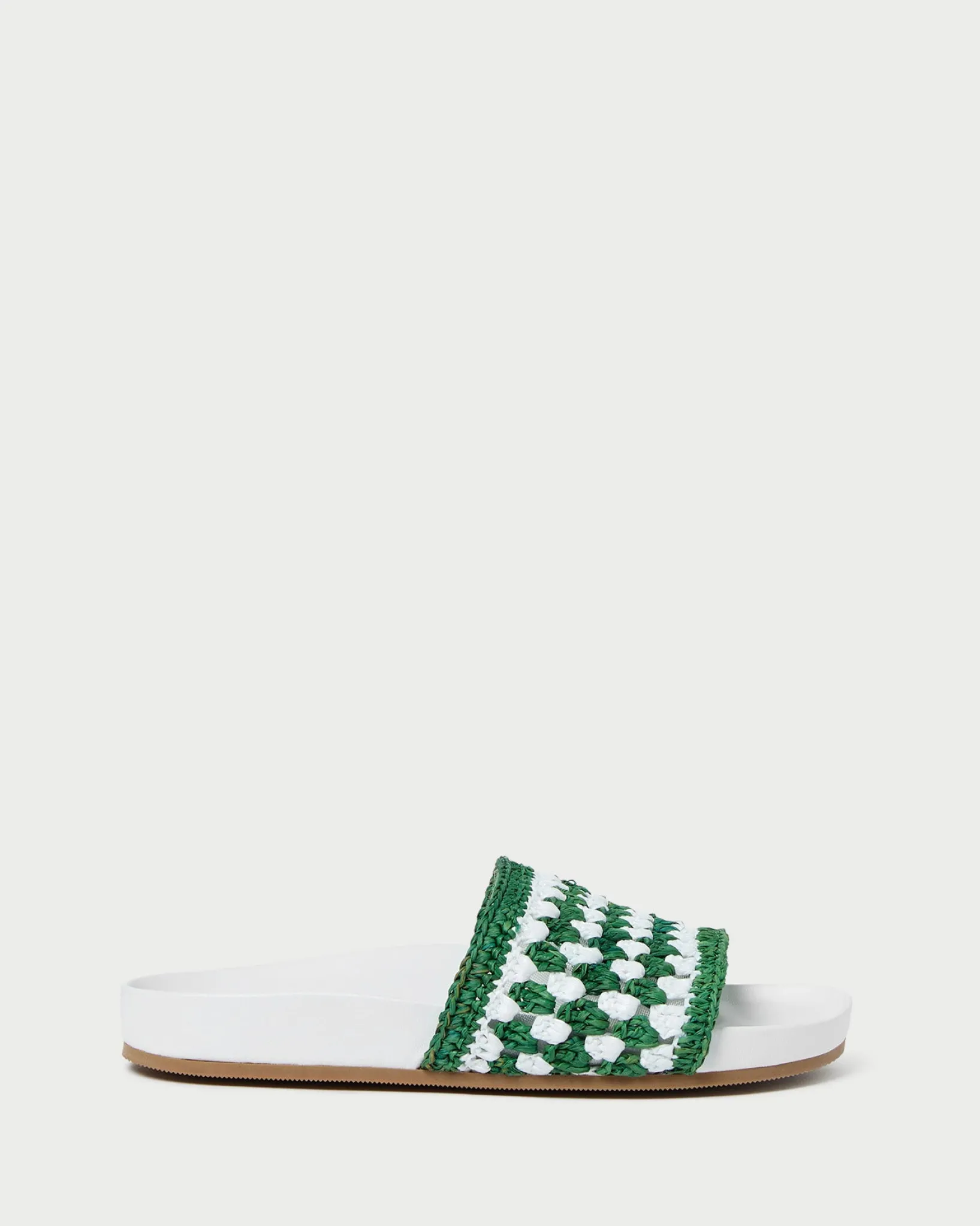 Hot Loeffler Randall Henri Green/White Crochet Raffia Sandal White/Green