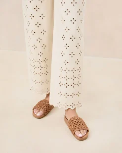 Hot Loeffler Randall Henri Green/White Crochet Raffia Sandal White/Green