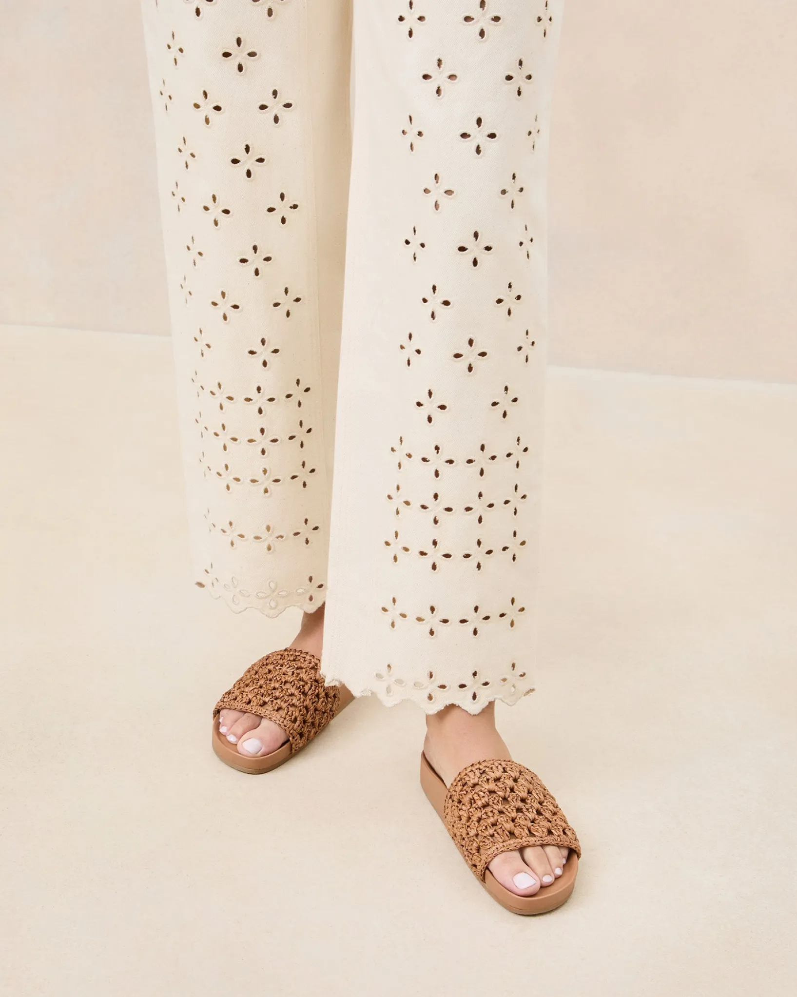 Sale Loeffler Randall Henri Crochet Leather Sandal Natural