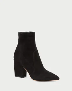 Loeffler Randall Isla Slim Ankle Bootie Black Suede