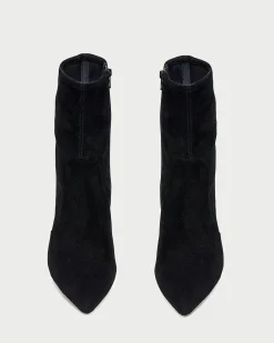 Loeffler Randall Isla Slim Ankle Bootie Black Suede