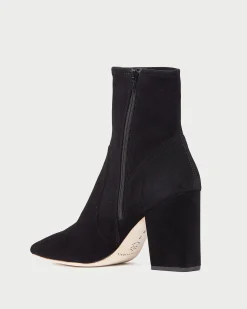 Loeffler Randall Isla Slim Ankle Bootie Black Suede