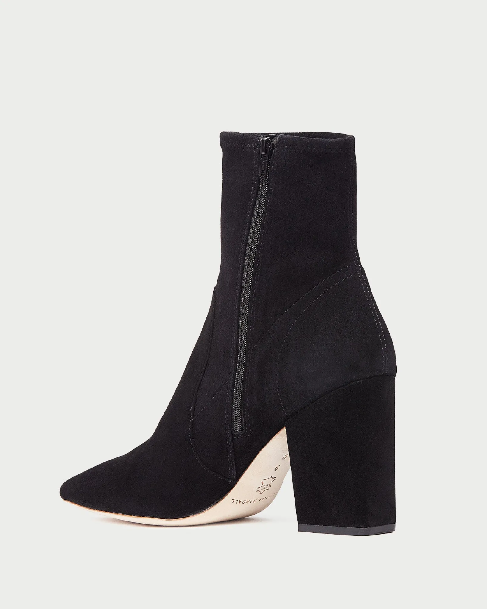 Loeffler Randall Isla Slim Ankle Bootie Black Suede