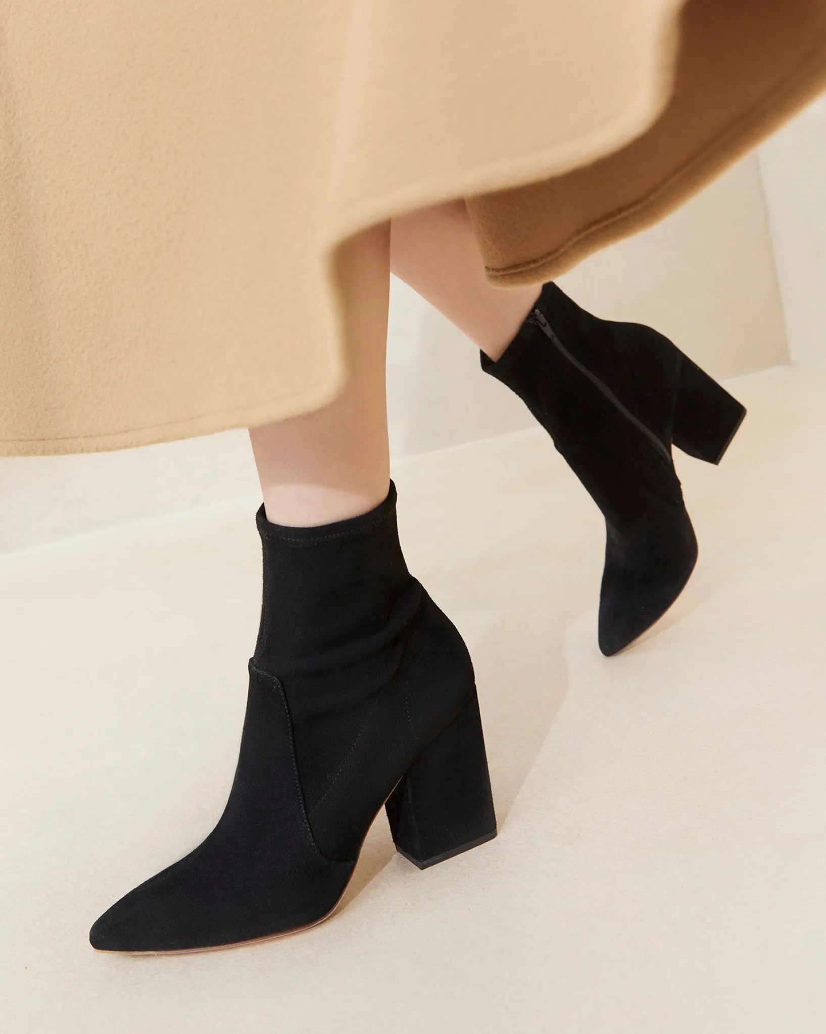 Loeffler Randall Isla Slim Ankle Bootie Black Suede