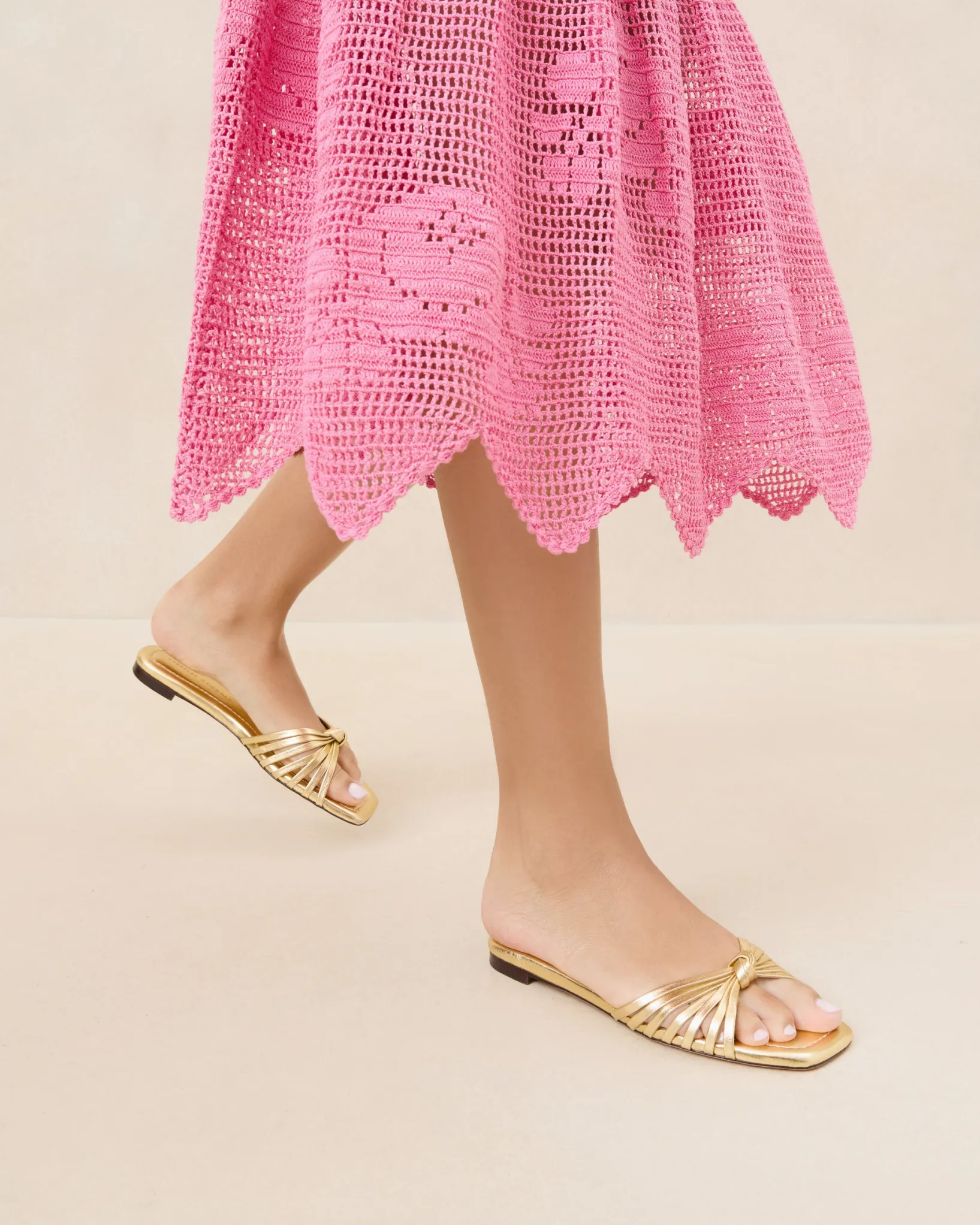 Outlet Loeffler Randall Izzie Leather Knot Sandal Dune