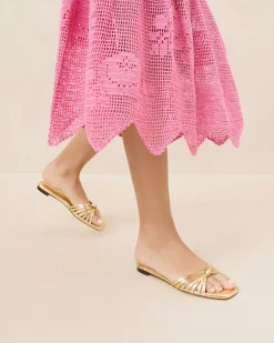 Sale Loeffler Randall Izzie Leather Knot Sandal Gold