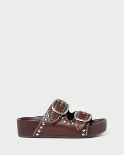 Online Loeffler Randall Jack Espresso Leather Studded Sandal Espresso/Silver