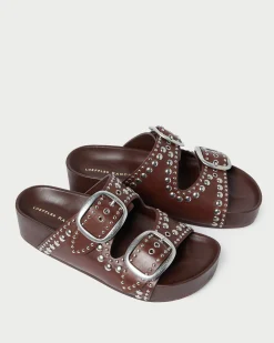 Online Loeffler Randall Jack Espresso Leather Studded Sandal Espresso/Silver