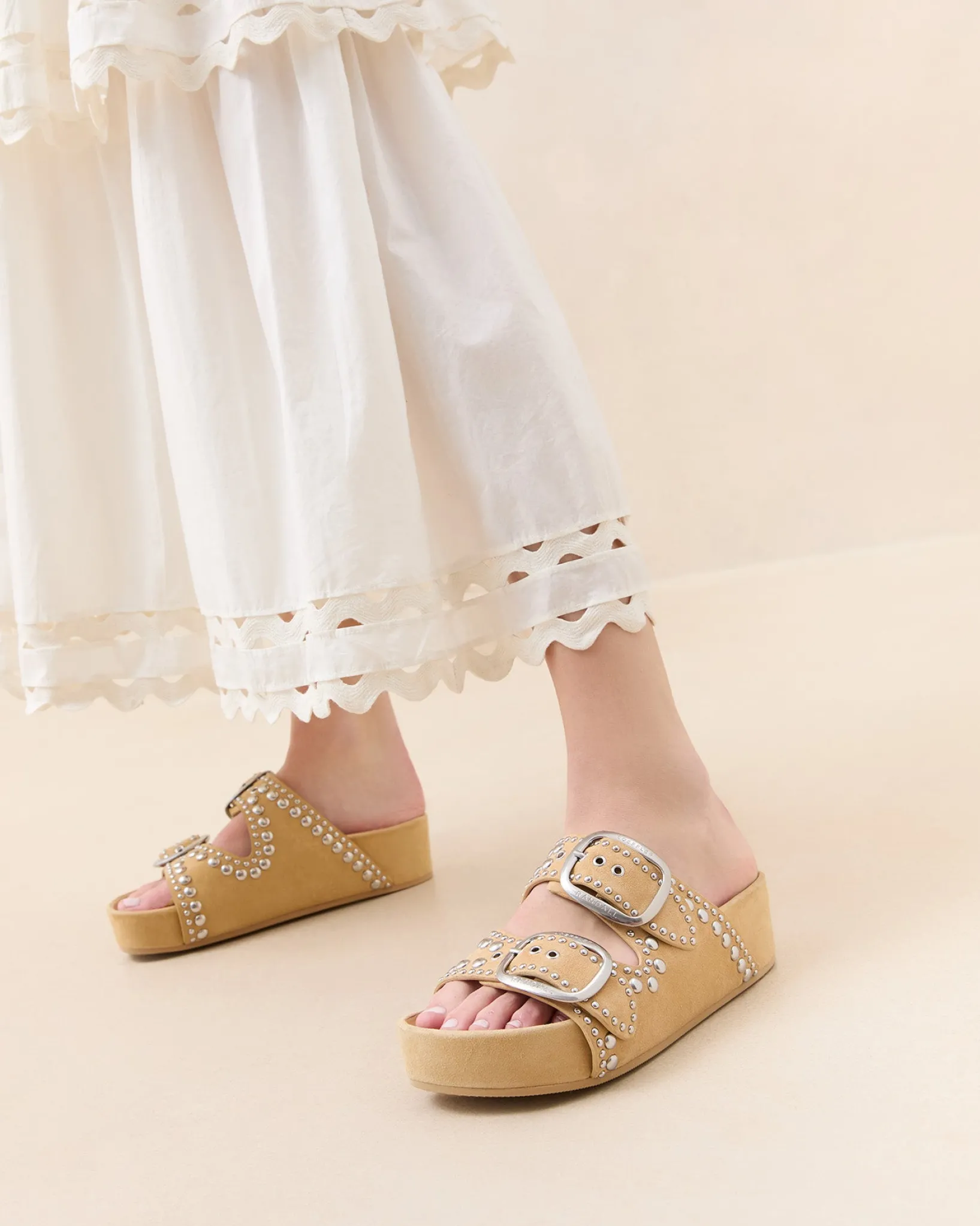Best Loeffler Randall Jack Saffron Suede Studded Sandal Saffron/Silver