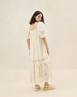 Discount Loeffler Randall Jo Cream Puff-Sleeve Dress Cream /><noscript><img width=