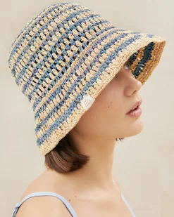 Best Loeffler Randall Jocelyn Blue/Natural Bucket Hat Natural/Blue /><noscript><img width=