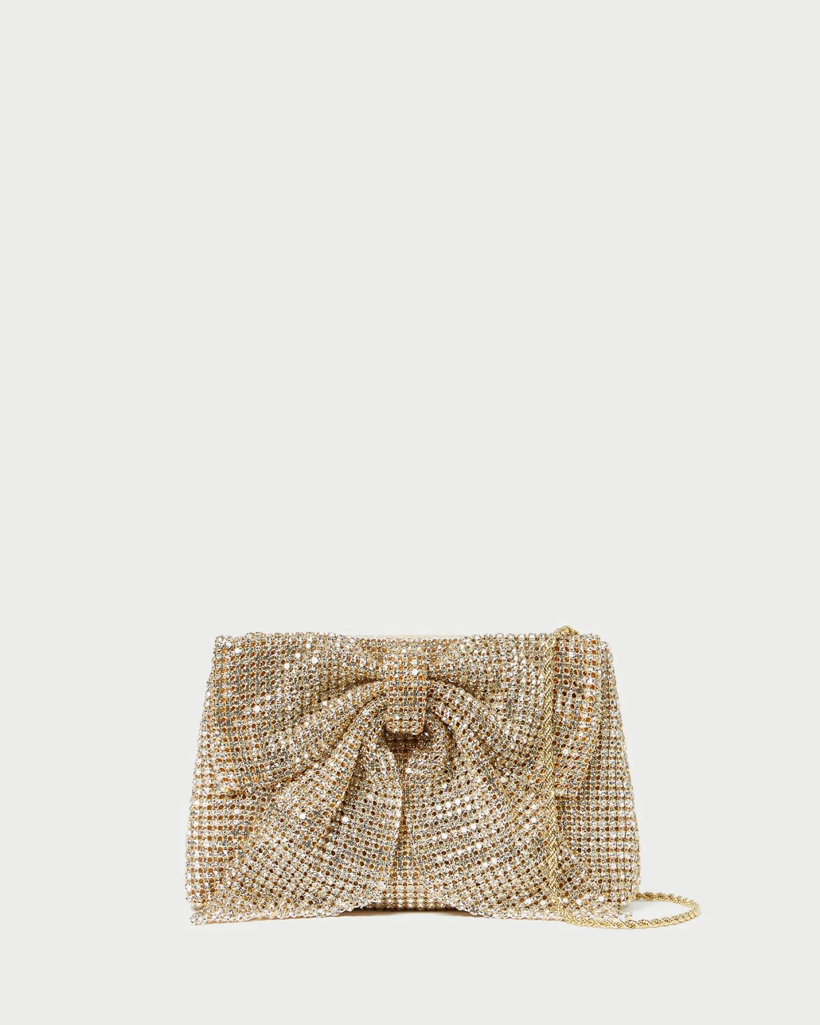 Loeffler Randall Jolene Gold Diamanté Bow Clutch Gold />
