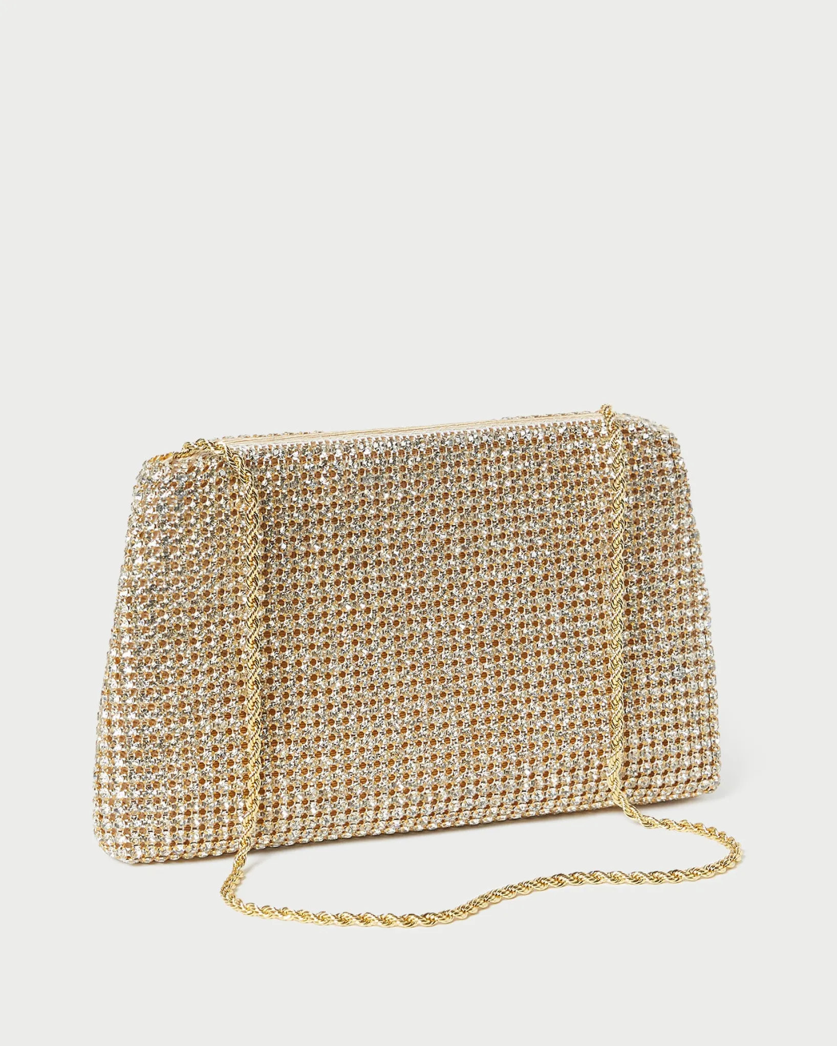 Loeffler Randall Jolene Gold Diamanté Bow Clutch Gold />
