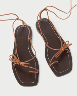 New Loeffler Randall Jude Leather Flat Sandal Gold