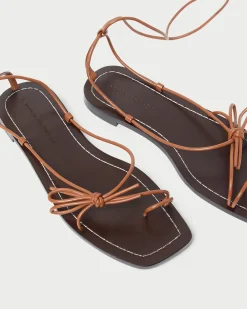 New Loeffler Randall Jude Leather Flat Sandal Gold