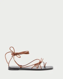 Online Loeffler Randall Jude Leather Flat Sandal Timber