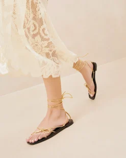 Online Loeffler Randall Jude Leather Flat Sandal Timber