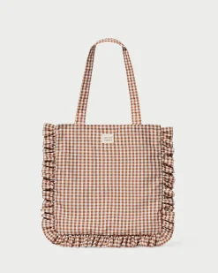 Hot Loeffler Randall Justine Ruffle Tote Brown Gingham