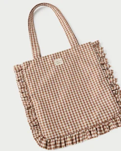 Hot Loeffler Randall Justine Ruffle Tote Brown Gingham