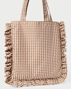 Hot Loeffler Randall Justine Ruffle Tote Brown Gingham