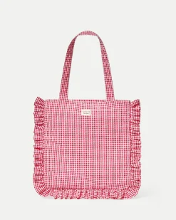 Hot Loeffler Randall Justine Ruffle Tote Brown Gingham