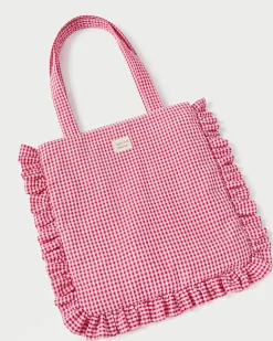 Hot Loeffler Randall Justine Ruffle Tote Brown Gingham