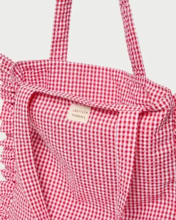 Loeffler Randall Justine Ruffle Tote Red Gingham