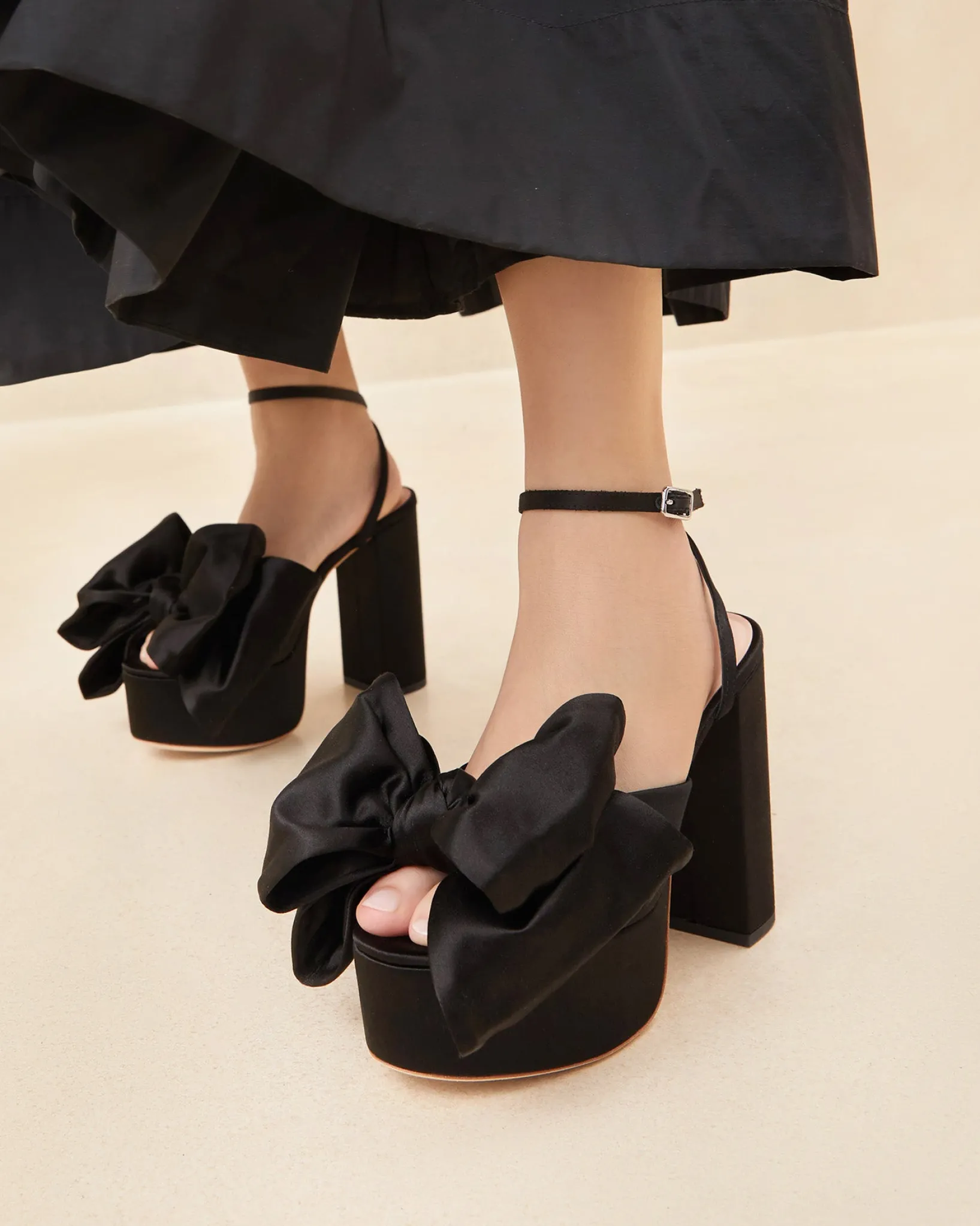 Outlet Loeffler Randall Kiki Satin Platform Sandal Black