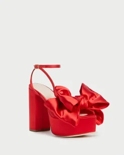 Loeffler Randall Kiki Satin Platform Sandal Red