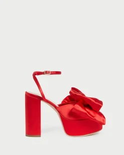 Loeffler Randall Kiki Satin Platform Sandal Red