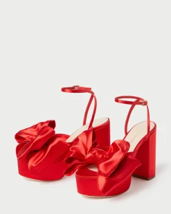 Loeffler Randall Kiki Satin Platform Sandal Red