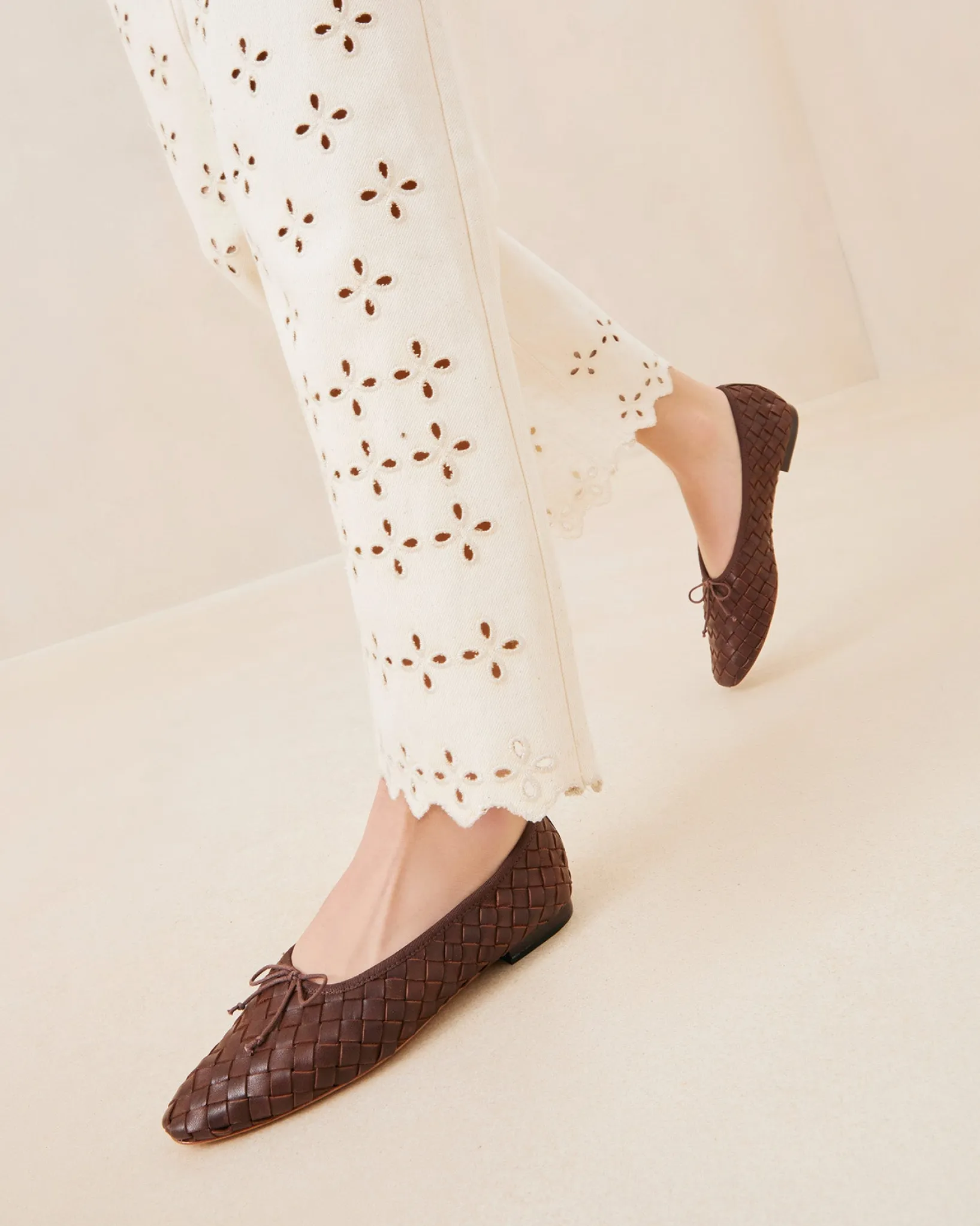 Loeffler Randall Landry Woven Ballet Flat Chocolate