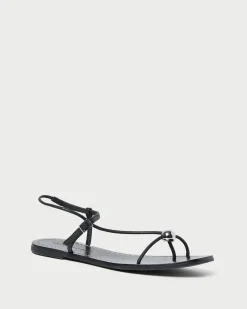 Best Loeffler Randall Lara Black Leather Sandal Black />