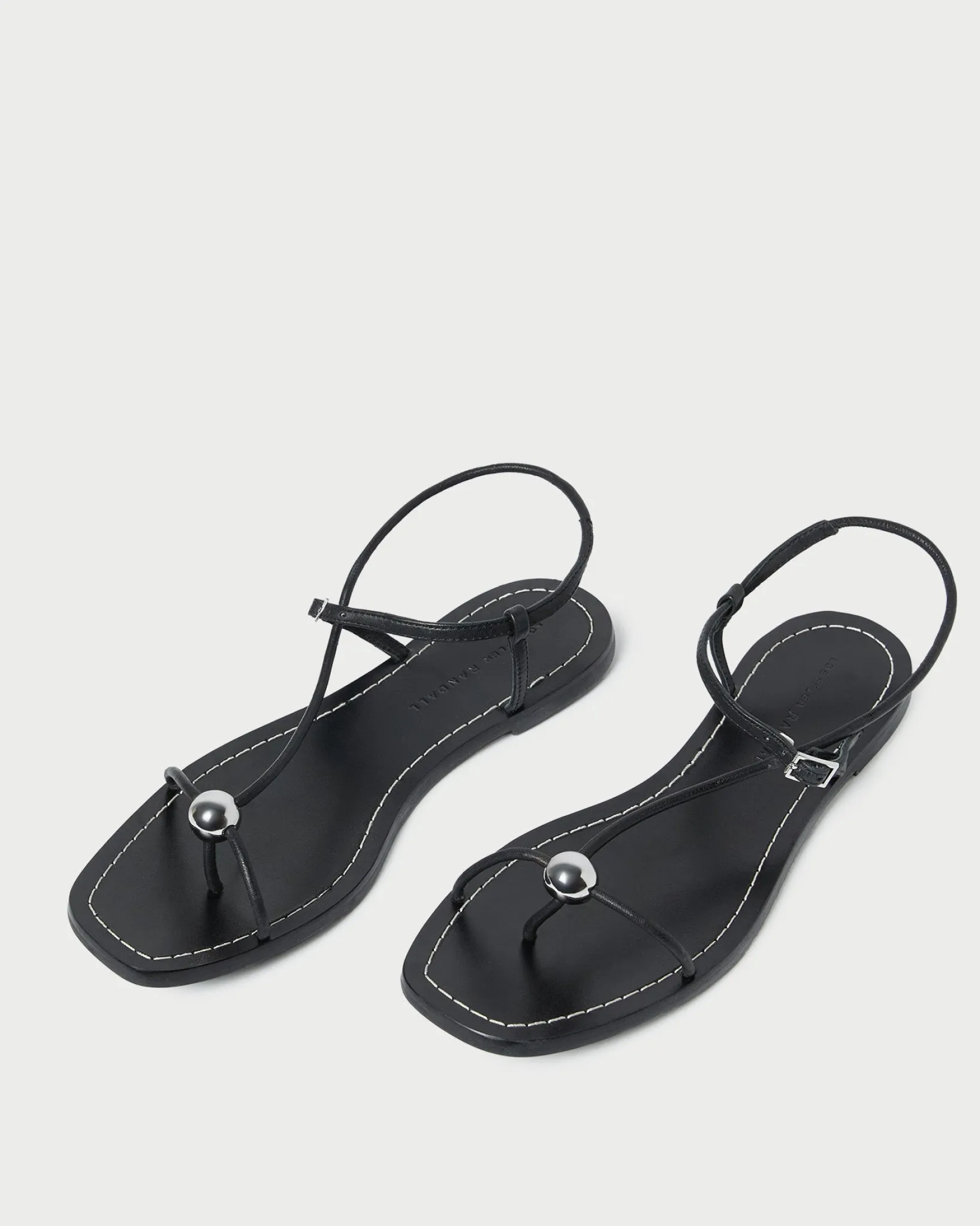 Best Loeffler Randall Lara Black Leather Sandal Black />