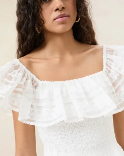Clearance Loeffler Randall Layla Cream Ruffle Sleeveless Blouse Cream/Cream />